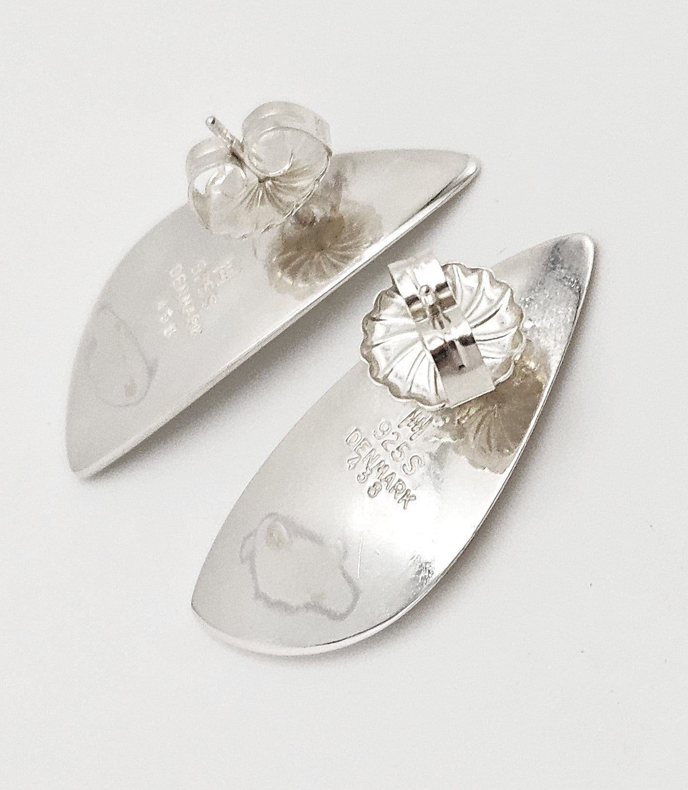 Hans Hansen Jewelry Rare Denmark Designer Hans Hansen Sterling Silver Modernist Earrings 1970's