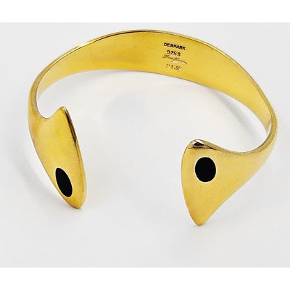 Hans Hansen Jewelry Rare Hans Hansen Denmark Gilt Sterling Black Enamel Modernist Bracelet 1960s
