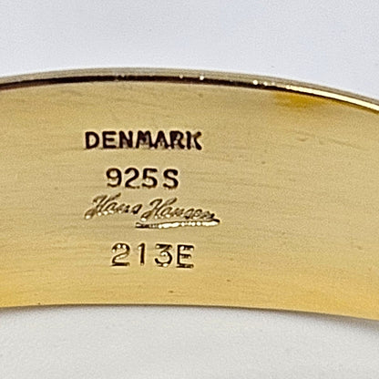 Hans Hansen Jewelry Rare Hans Hansen Denmark Gilt Sterling Black Enamel Modernist Bracelet 1960s