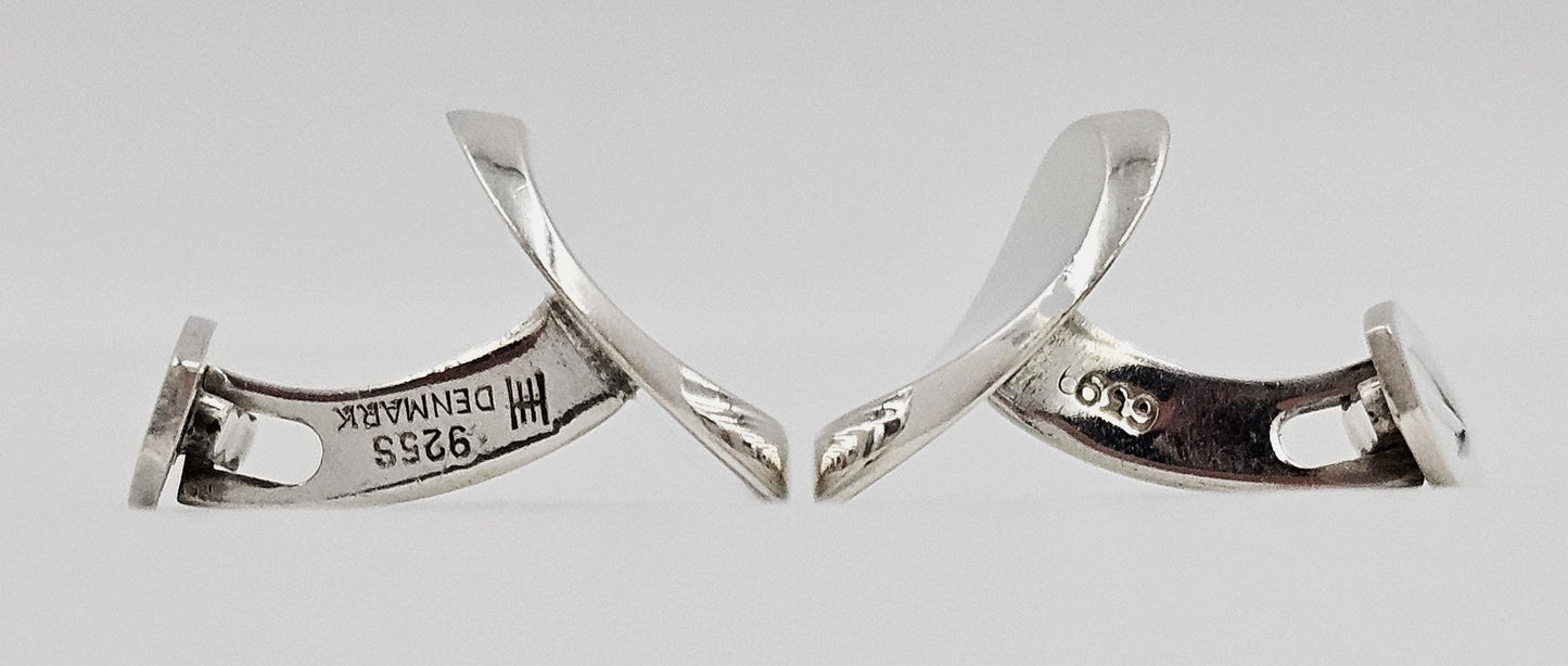 Hans Hansen Jewelry Superb Hans Hansen Denmark Sterling Silver Modernist Cufflinks #639 C 1970s