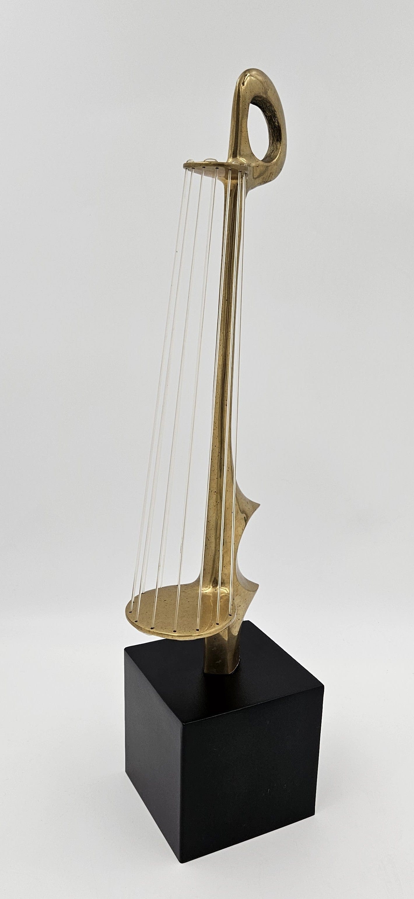 Hattakitkosol Somchal Sculpture Superb H. Somchal Bronze Abstract Modernist String Instrument Sculpture 1970s