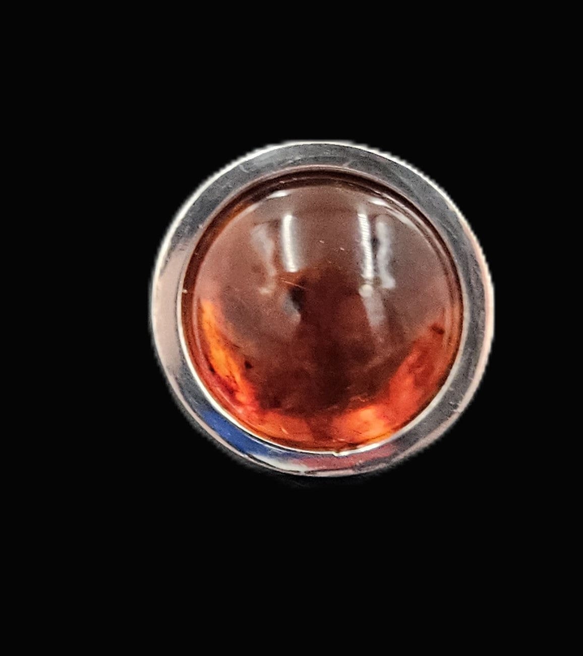 Henning Ulrichsen Jewelry Rare Denmark Henning Ulrichsen Sterling + Amber Modernist Domed Ring 1960s