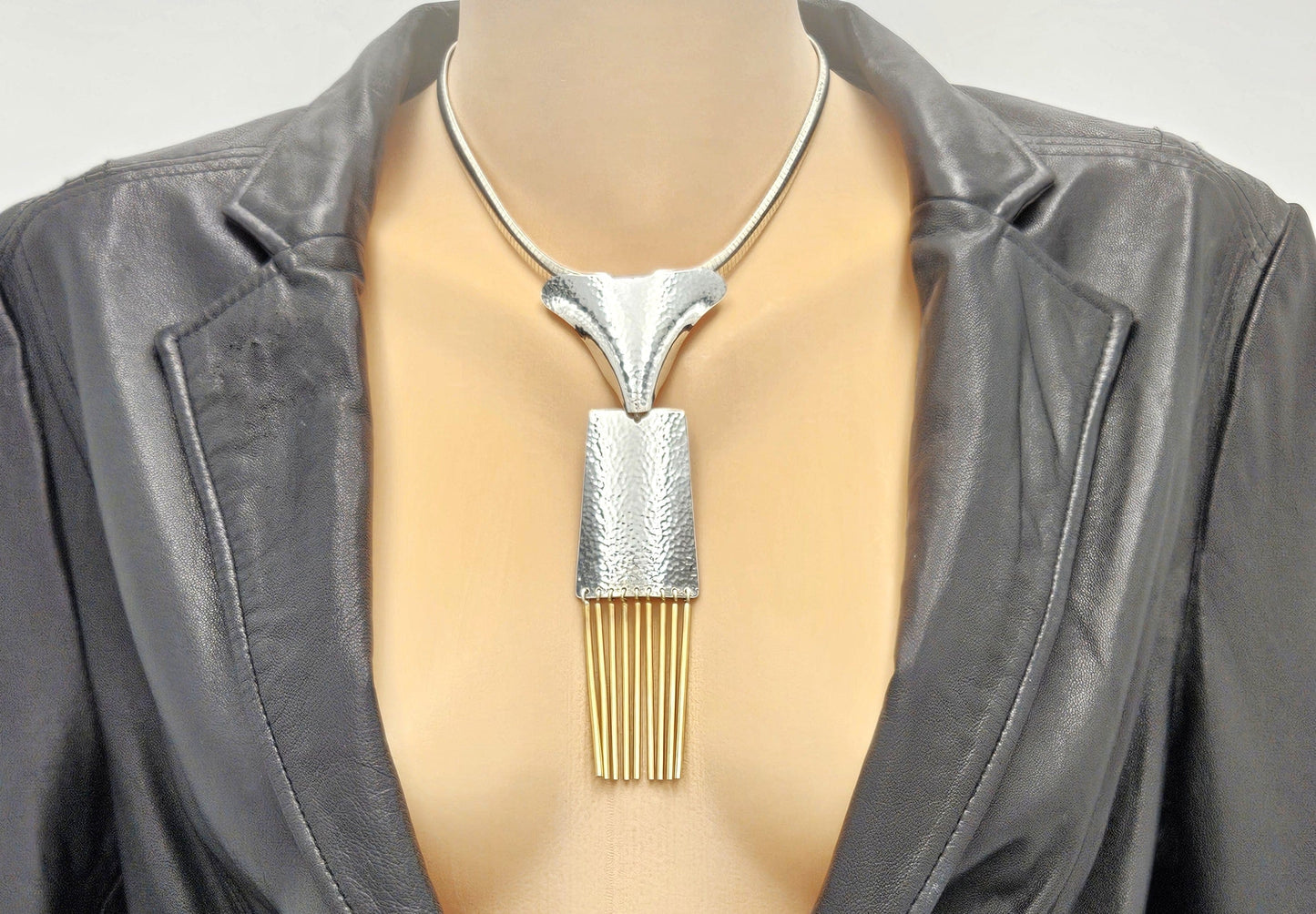 Hermann Siersbol Jewelry Superb RARE Hermann Siersbol Denmark Modernist Drop Dangle Pendant Necklace