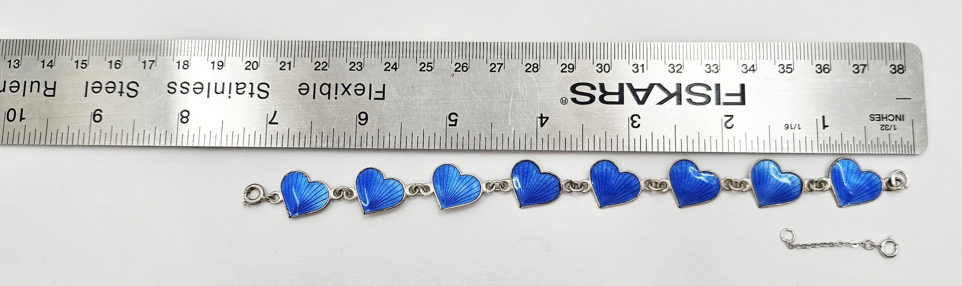 HJ Denmark Jewelry HJ Denmark Sterling Silver & Blue Enamel Heart Links Bracelet