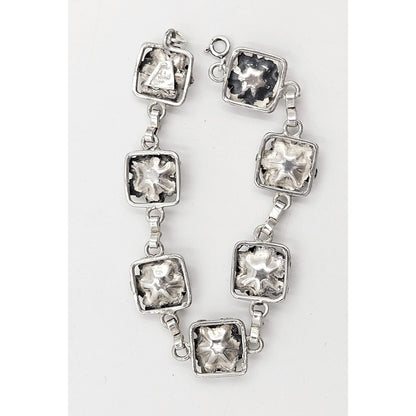 Hobé Sterling Jewelry Hobé et Cié Paris New York Sterling Silver Floral Panel Link Bracelet C. 1940&