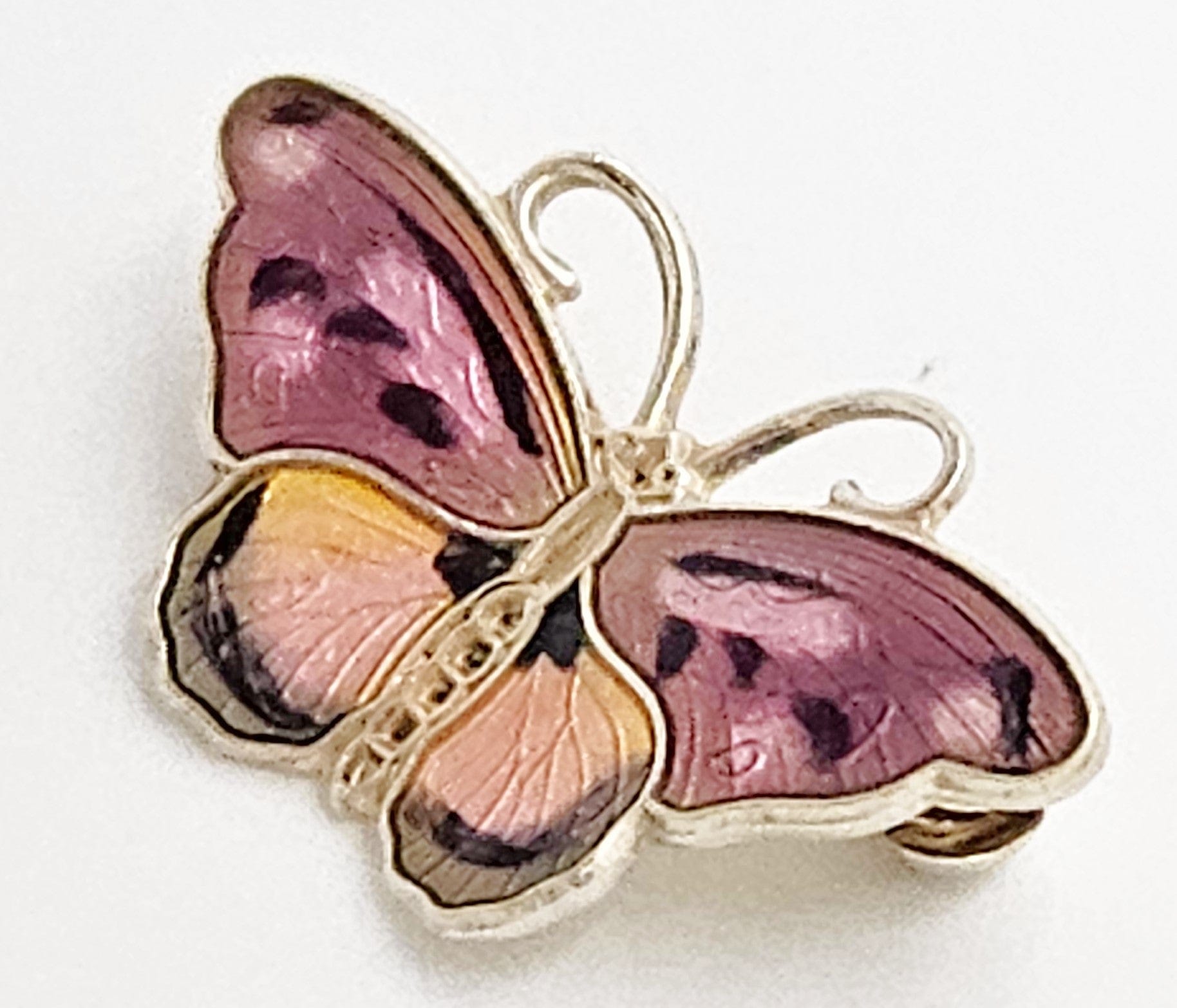 Hroar Prydz Jewelry Norway Designer Hroar Prydz Sterling Guillouche Enamel Butterfly Brooch 20s/30s