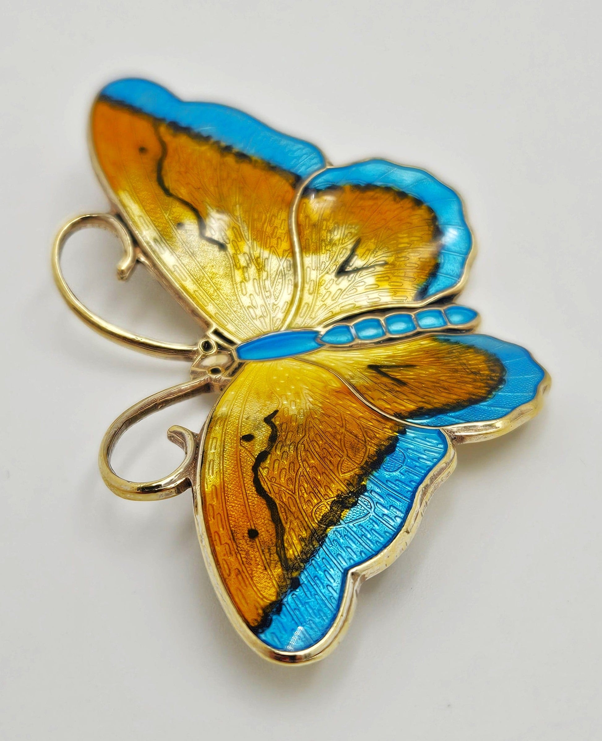 Hroar Prydz Jewelry Rare Jens E Jensen Hroar Prydz Norway Sterling Enamel Butterfly Brooch 20/30s