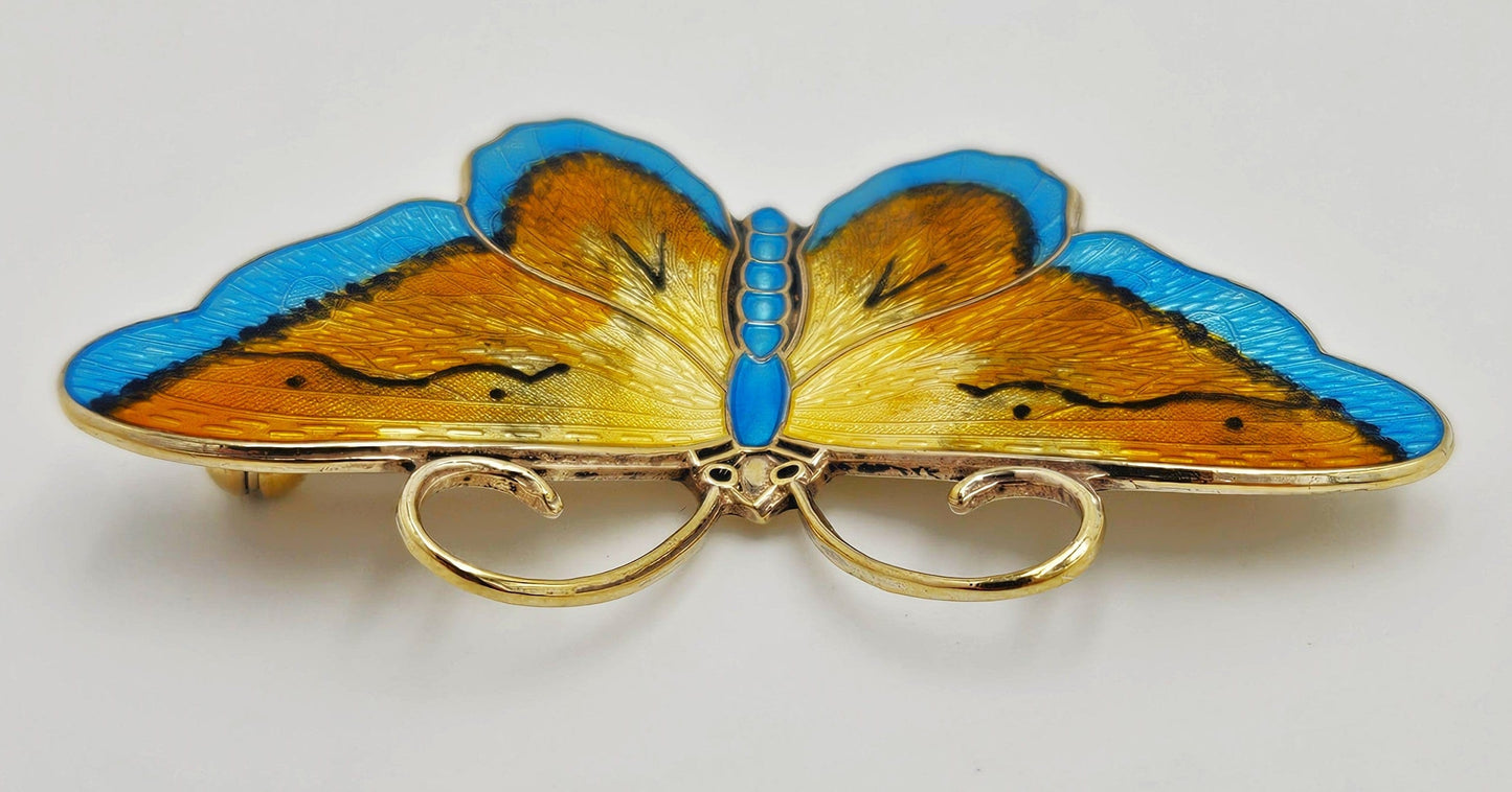 Hroar Prydz Jewelry Rare Jens E Jensen Hroar Prydz Norway Sterling Enamel Butterfly Brooch 20/30s