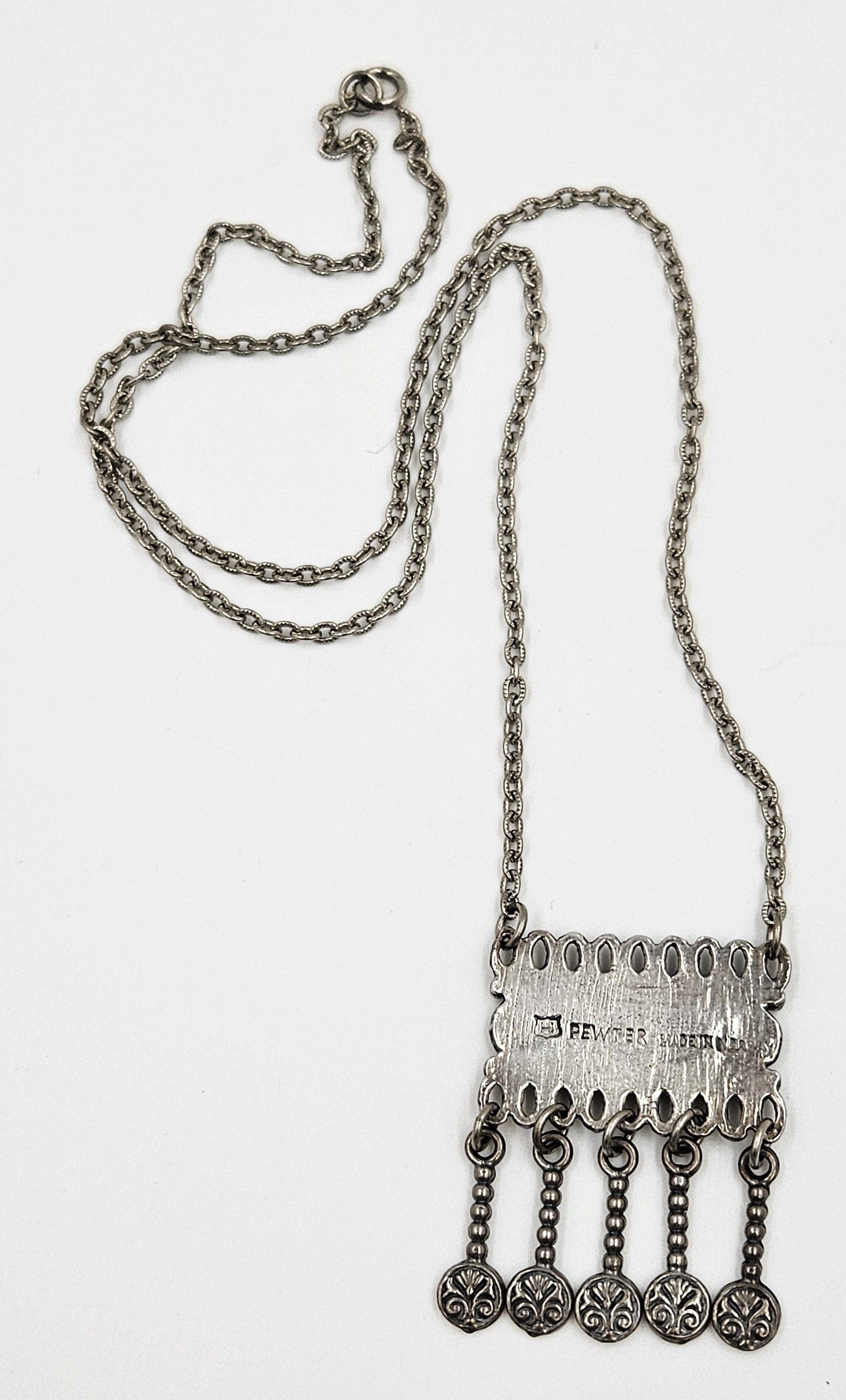 Ivar Holth Jewelry Ivar Holth Norway Solid Pewter 3-D Viking Designs Pendant Necklace C 1950s