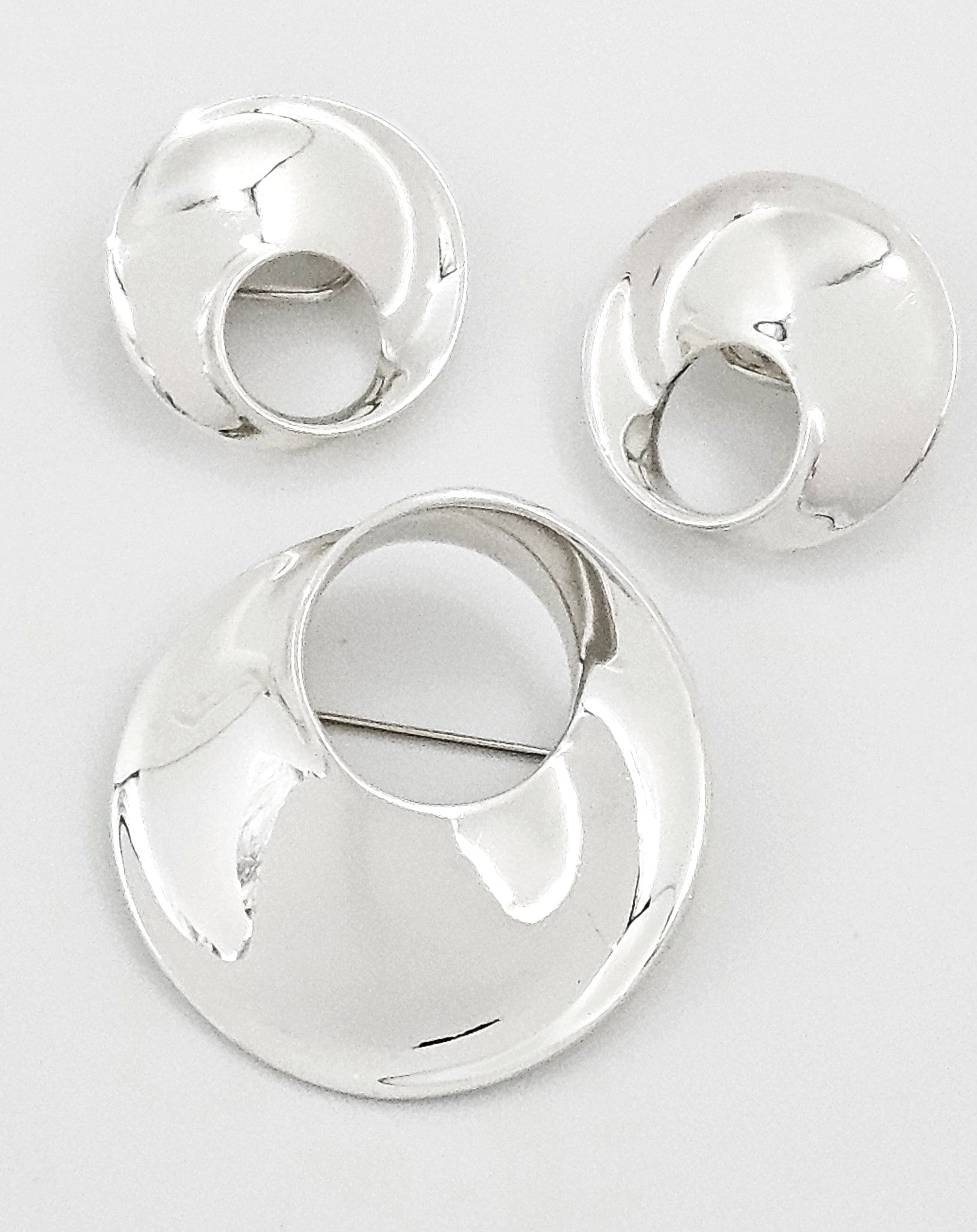 James Avery Jewelry Retired James Avery Sterling Modernist  Mobius Brooch Earrings Set NWOT