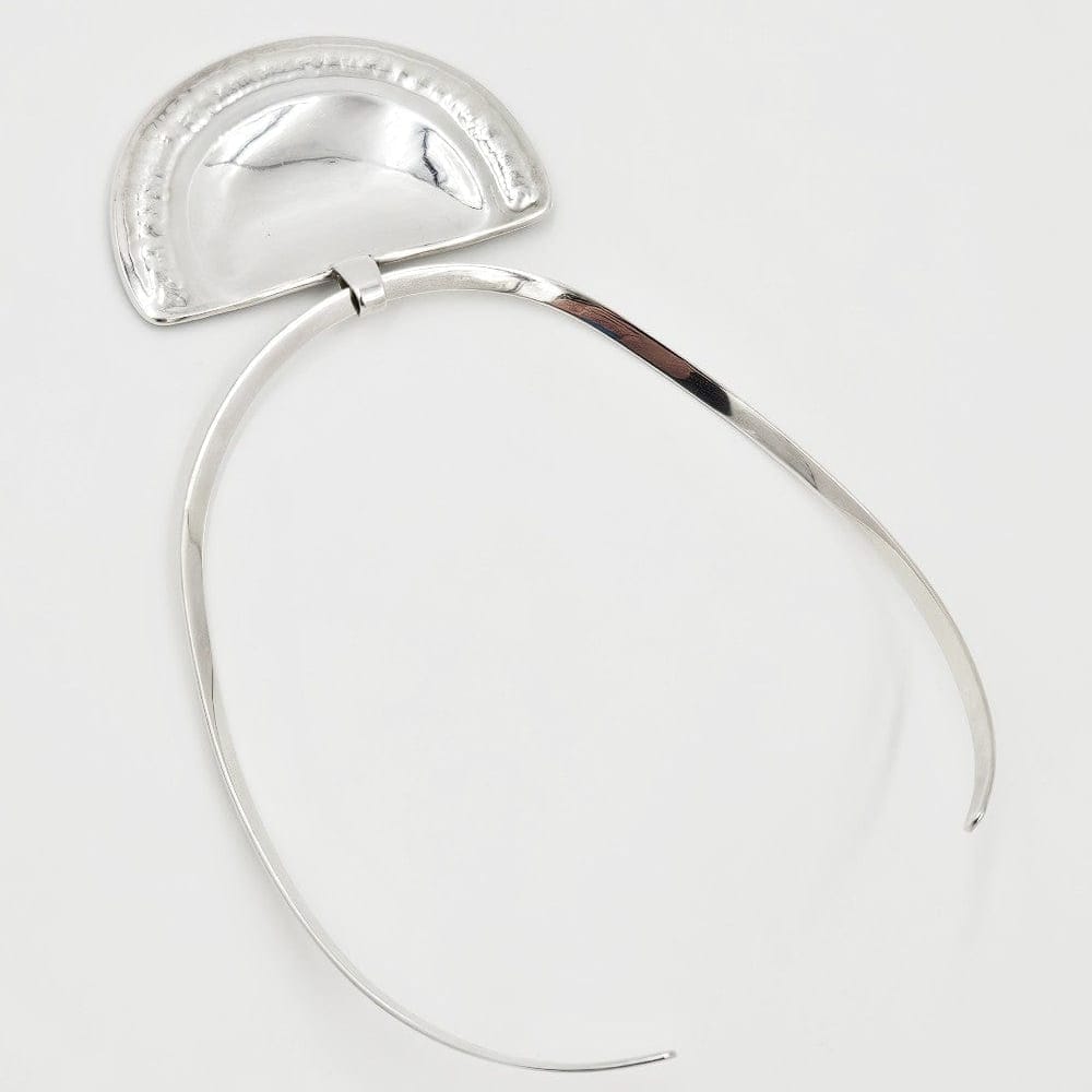 Janina Denmark Jewelry Janina &amp; Lars Nielsen Modernist 925 Hammered XL Pendant Neck Ring 1980s