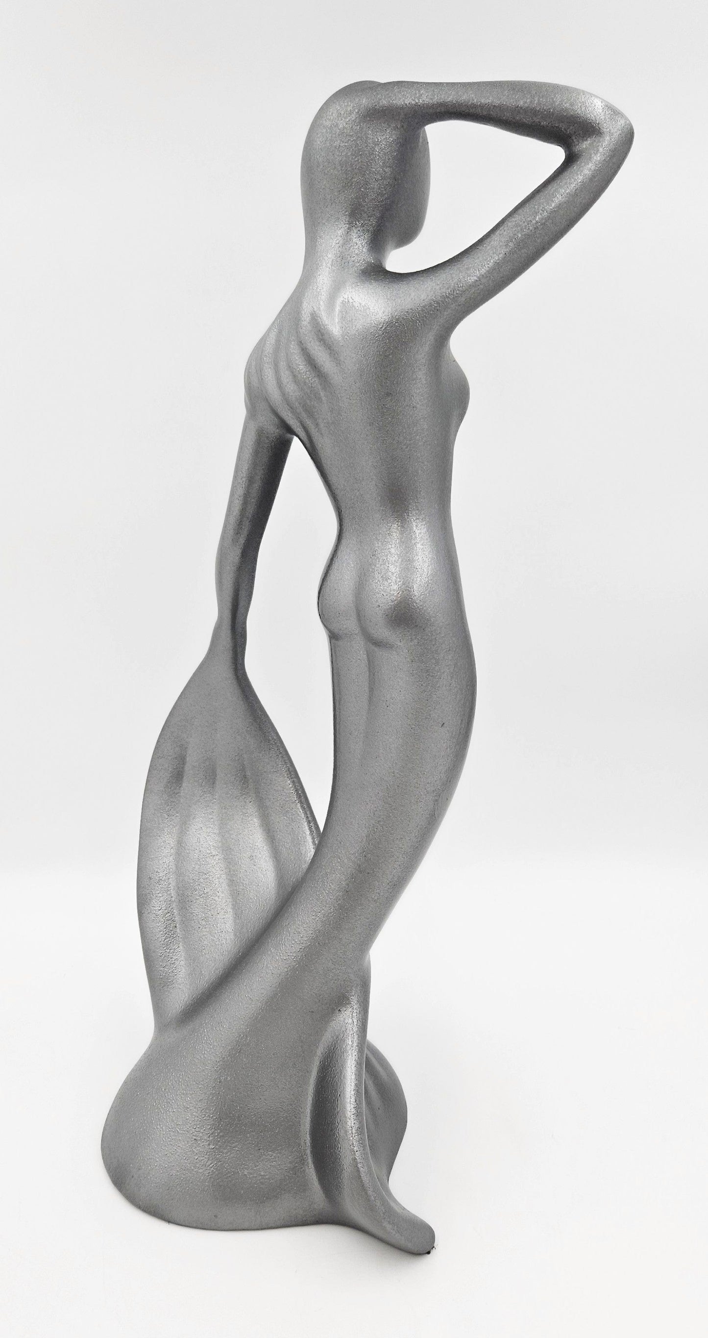 Jaru Sculpture Restored Jaru California Rare Lady in Mermaid Dress Ceramic Sculpture Circa 1985