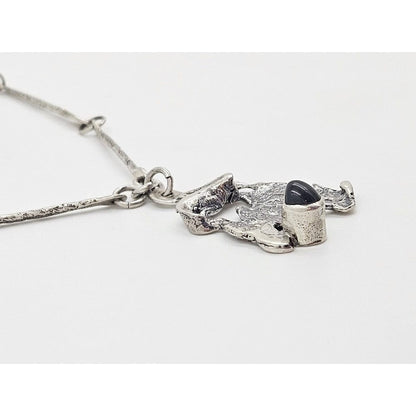 Jens Gudjonsson Jewelry Jens Guðjónsson Iceland Sterling Onyx Brutalist Mod Statement Necklace 1970s