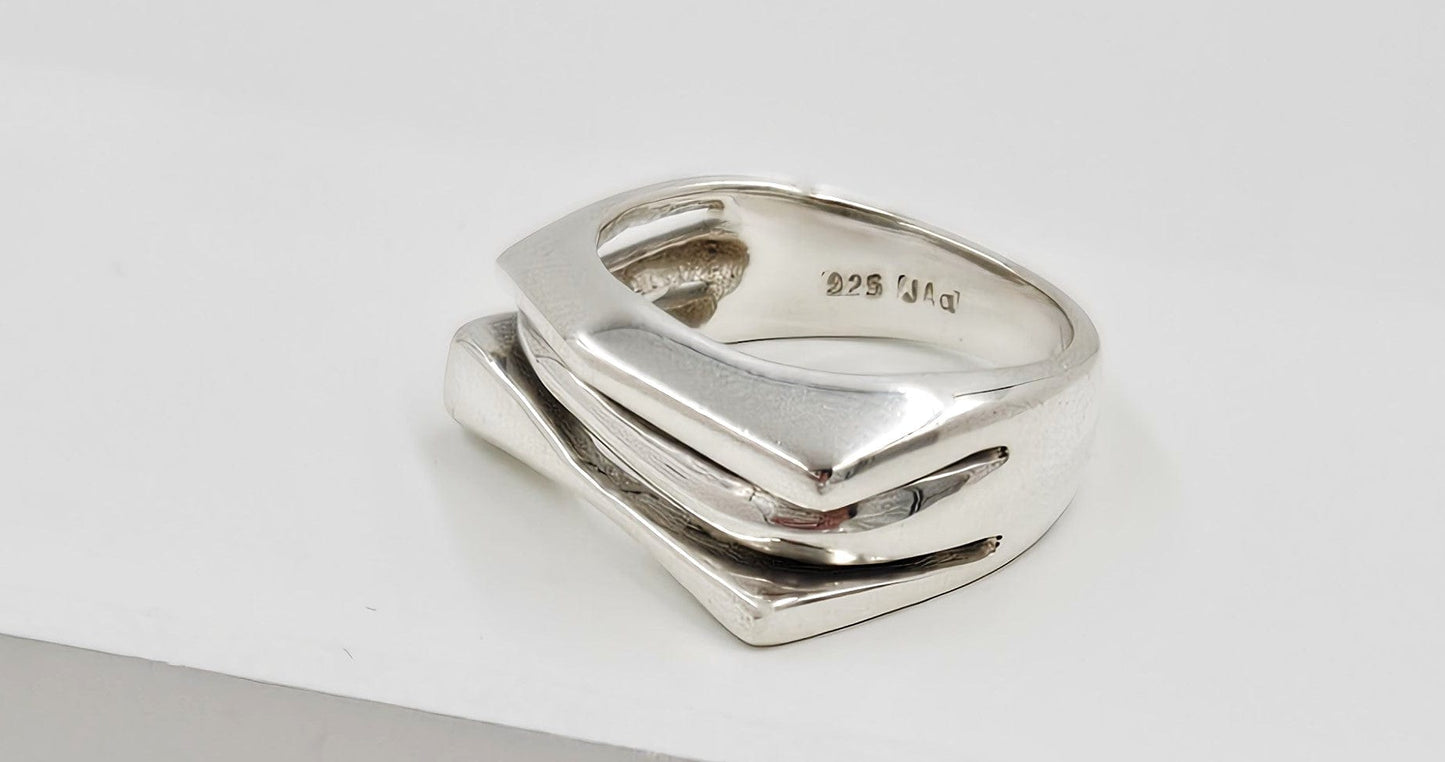 Jens Johannes Aagaard Jewelry Rare Jens Johannes Aagaard Denmark Sterling Abstract Modernist 3D Ring 60s