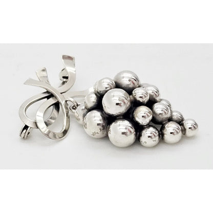John Lauritzen Jewelry Designer John Lauritzen Denmark Sterling Large 3D Grapes Brooch 1950s