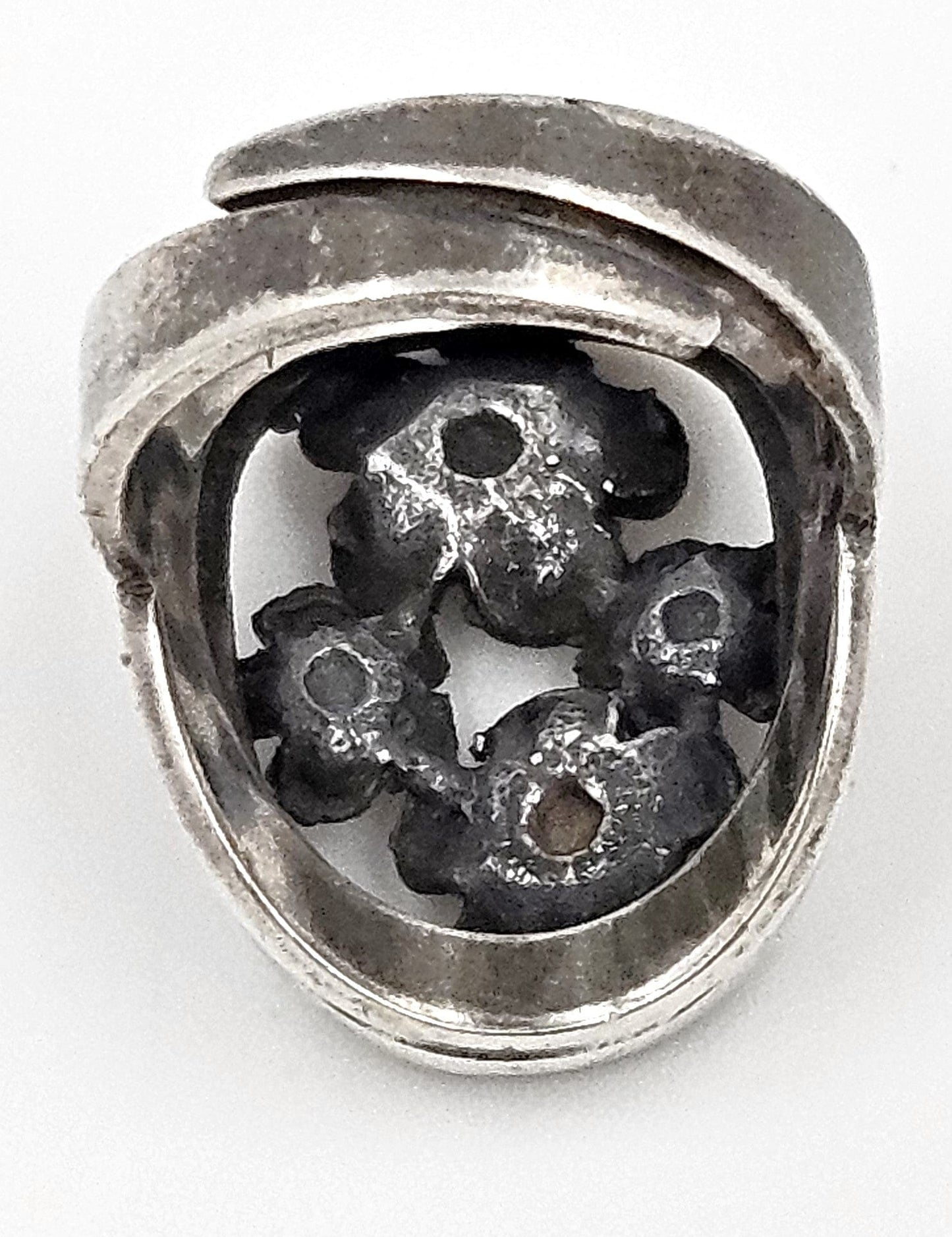 Jorma Laine Turun Hopea Finland Jewelry Rare Jorma Laine for Turun Hopea Finland Silver 3-D Flower Ring Circa 1976