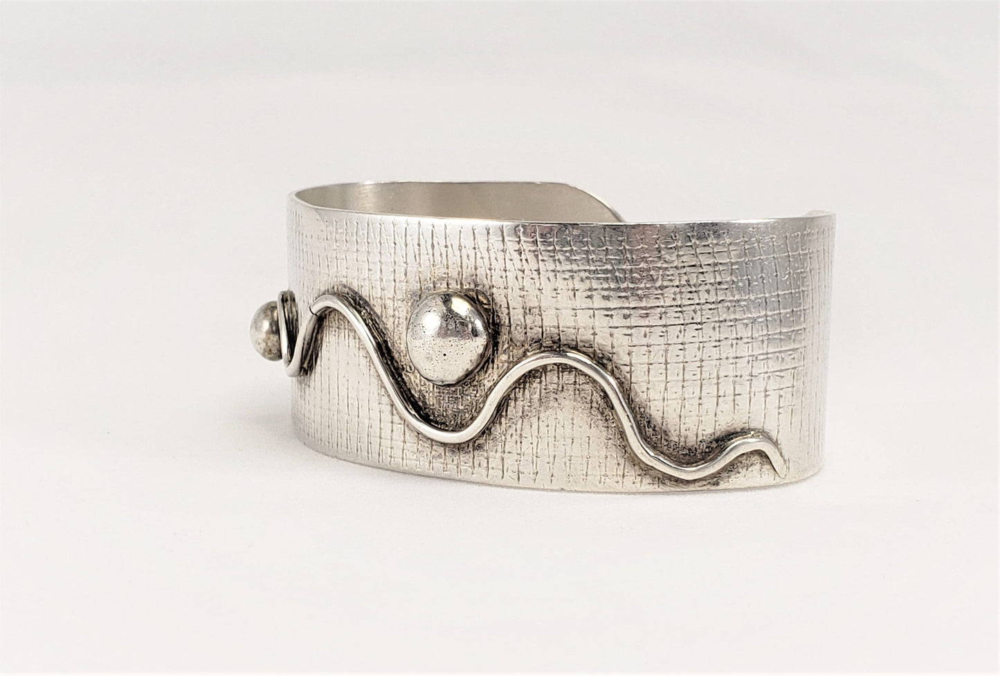 JSK Jewelry Artisan JSK Sterling Abstract Modernist Geometric Bracelet  Signed Dated 1985