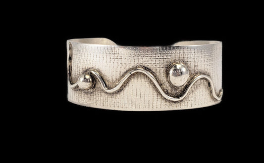 JSK Jewelry Artisan JSK Sterling Abstract Modernist Geometric Bracelet  Signed Dated 1985