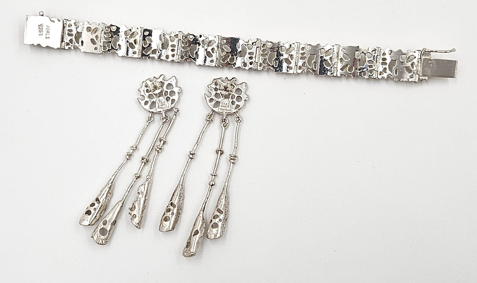 Juhls Jewelry Rare Juhls Kautokeino Norway Sterling Brutalist Tundra Bracelet Earrings 1960s