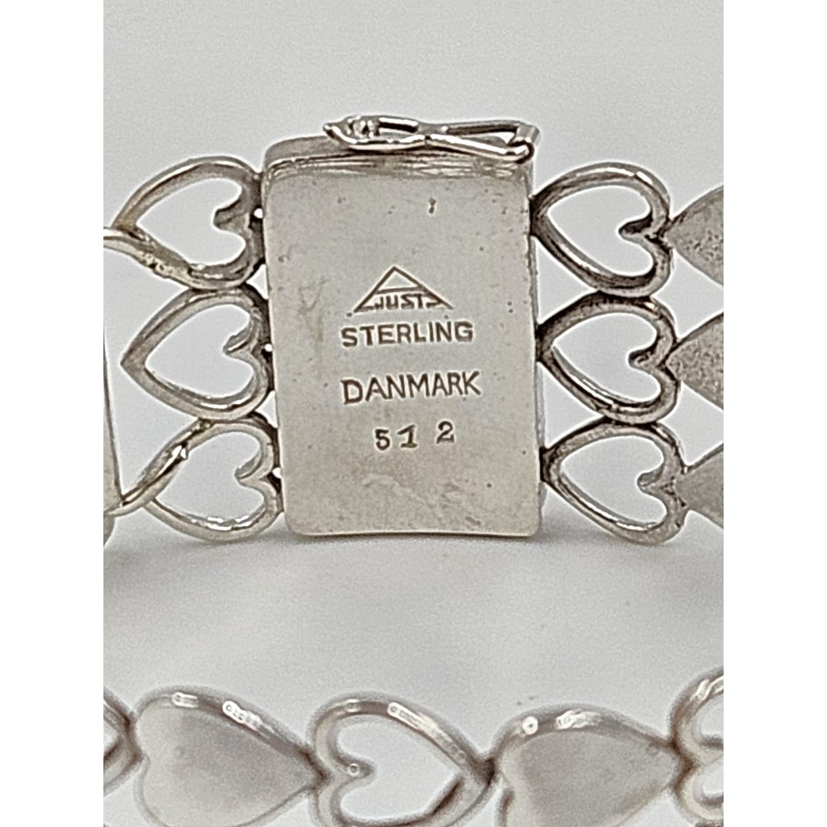 Just Andersen Denmark Jewelry Rare Just Andersen Just A Denmark Sterling Hearts Panel Link Bracelet C. 1940s