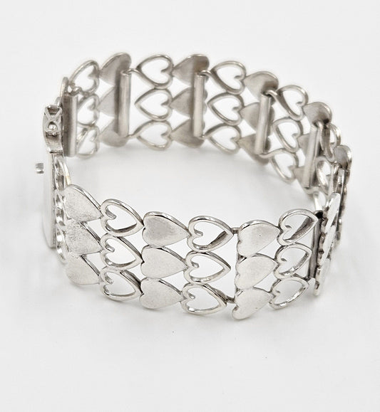 Just Andersen Denmark Jewelry Rare Just Andersen Just A Denmark Sterling Hearts Panel Link Bracelet C. 1940s
