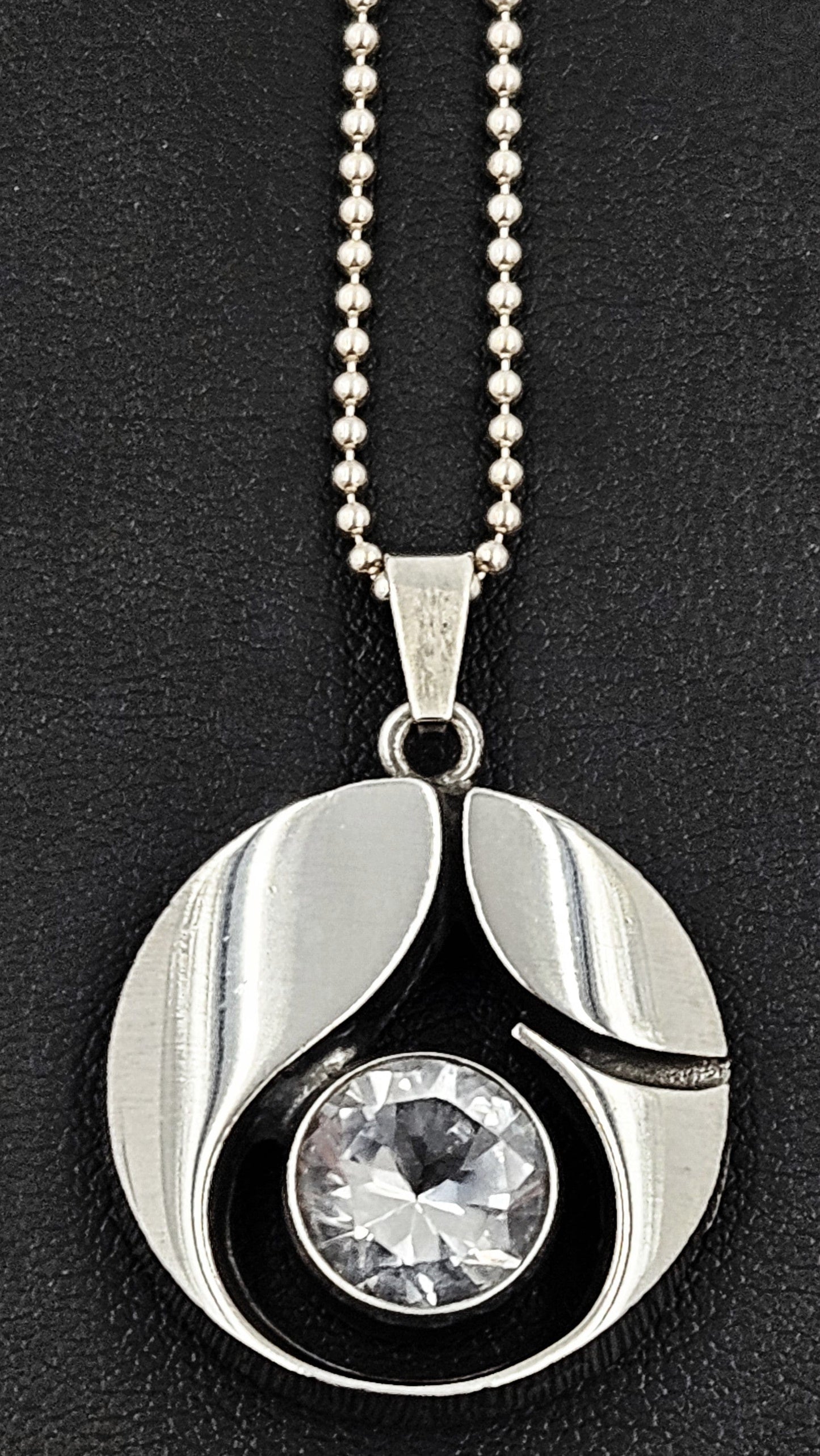 Karl Laine Jewelry Finnish Designer Karl Laine Modernist Sterling & Quartz Crystal Necklace 1960's