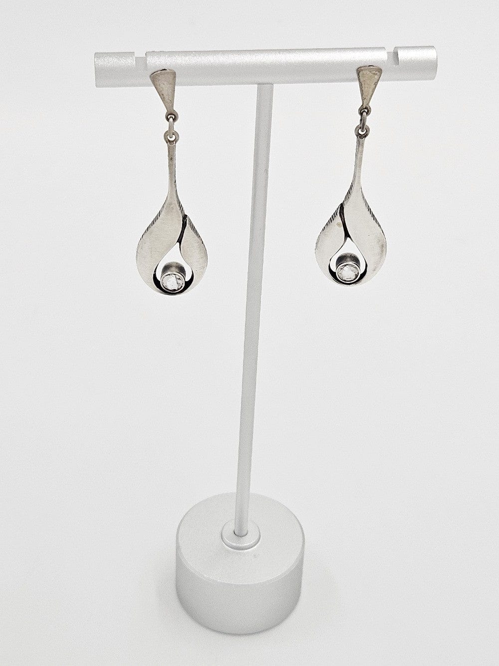 Karl Laine Jewelry Finnish Designer Karl Laine Modernist Sterling & Quartz Necklace Earrings Set 60s