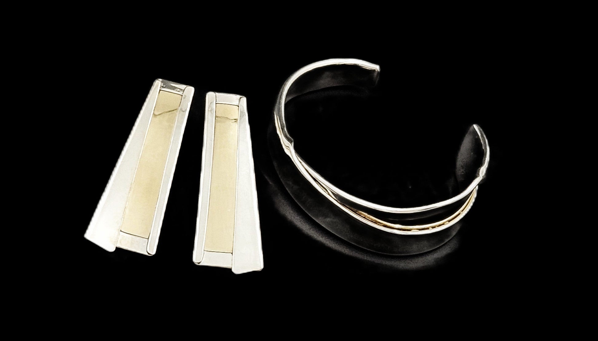 Katz Turner Jewelry Designers Katz Turner California Sterling Post Modern Bracelet Earring Set 80's