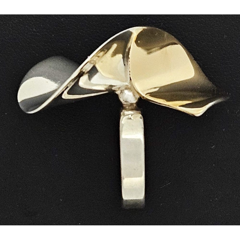 Kaunis Koru Jewelry Designer Finnish Kaunis Koru Sterling &amp; Gold Modernist HUGE Ring 1976