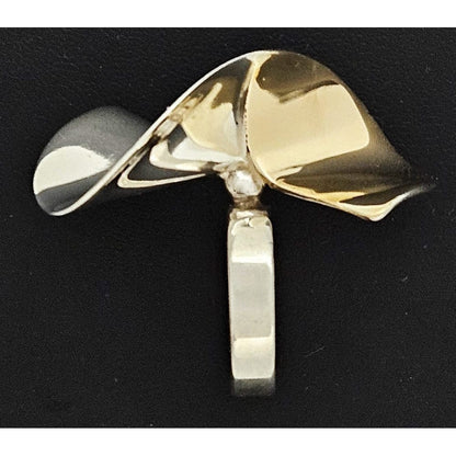 Kaunis Koru Jewelry Designer Finnish Kaunis Koru Sterling &amp; Gold Modernist HUGE Ring 1976