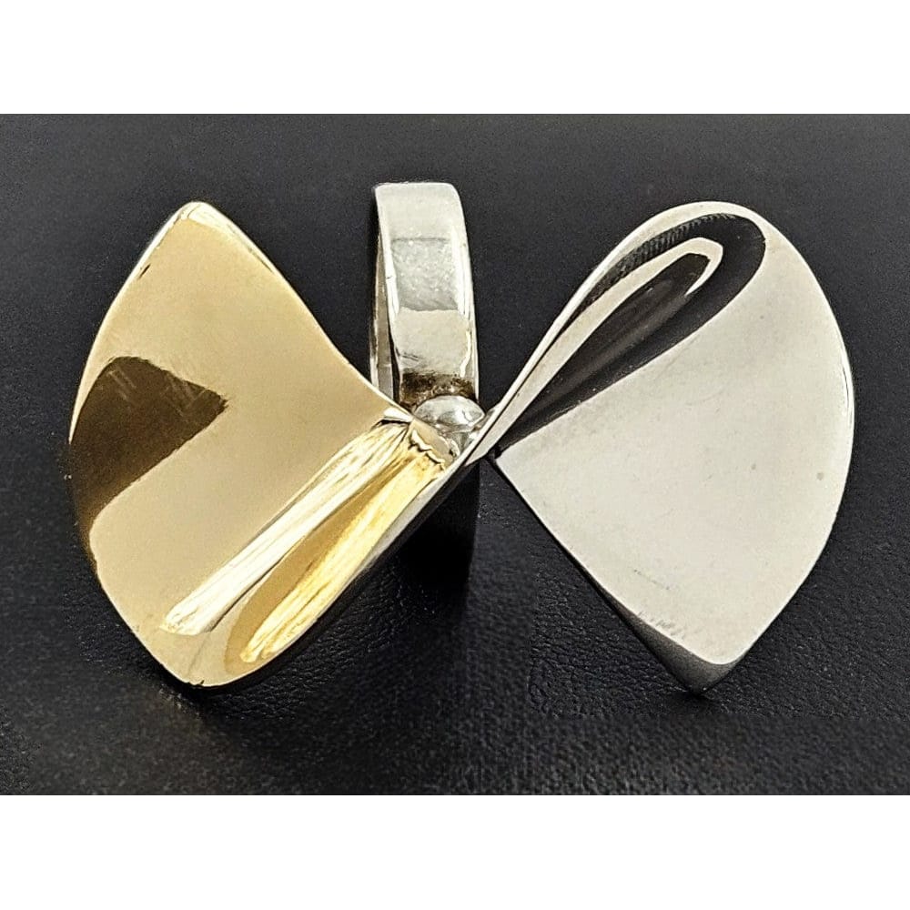 Kaunis Koru Jewelry Designer Finnish Kaunis Koru Sterling &amp; Gold Modernist HUGE Ring 1976