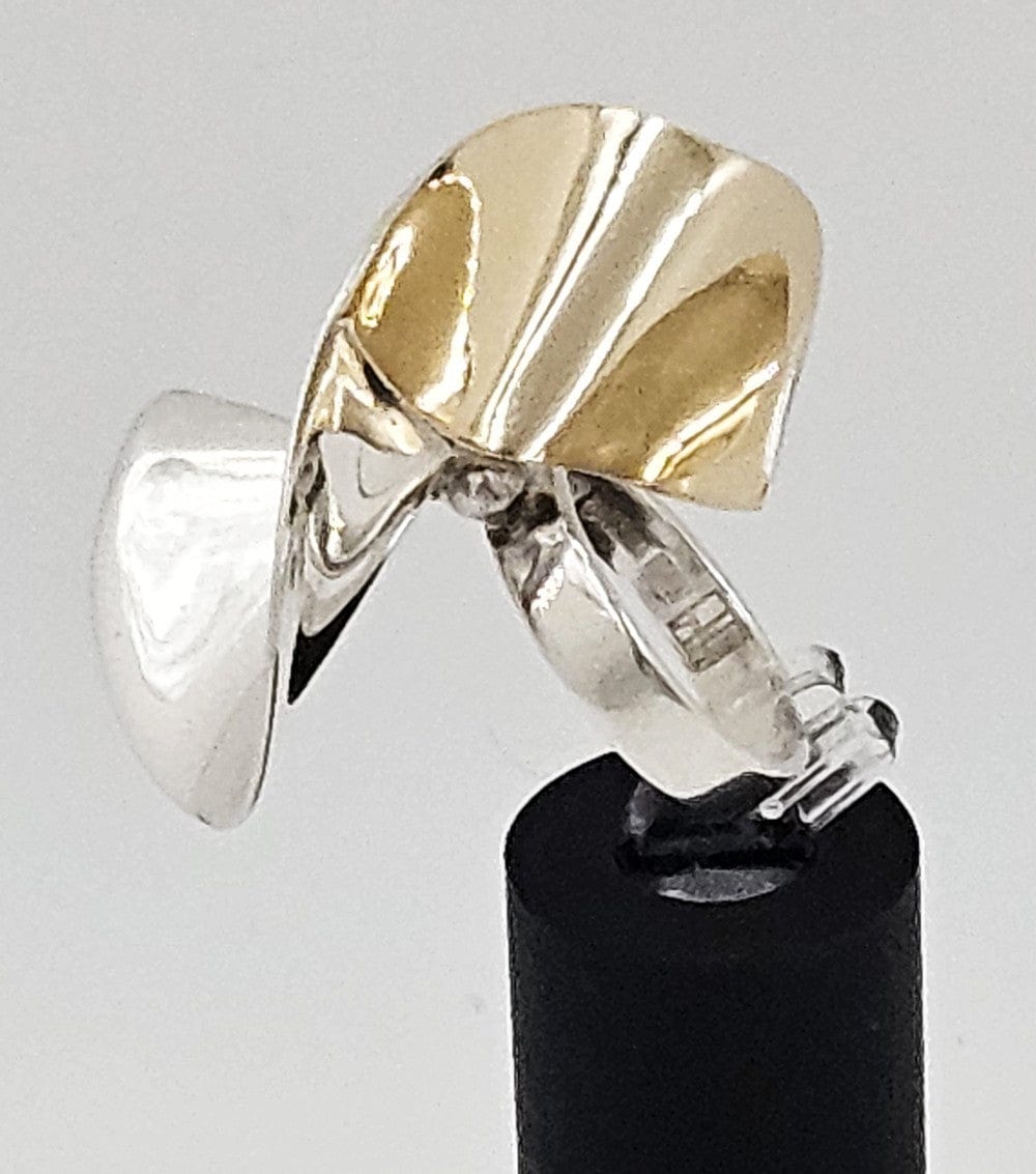 Kaunis Koru Jewelry Designer Finnish Kaunis Koru Sterling & Gold Modernist HUGE Ring 1976