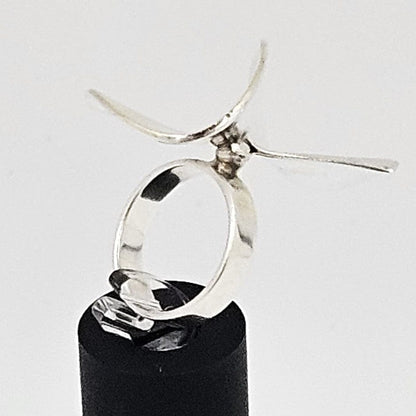Kaunis Koru Jewelry Designer Finnish Kaunis Koru Sterling &amp; Gold Modernist HUGE Ring 1976