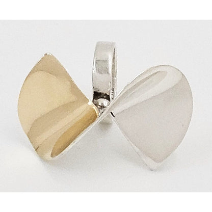 Kaunis Koru Jewelry Designer Finnish Kaunis Koru Sterling &amp; Gold Modernist HUGE Ring 1976