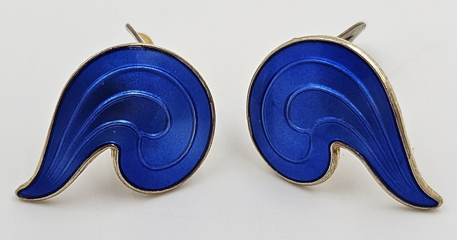 Knut Andreas Rasmussen Jewelry Knut Andreas Rasmussen KAR Gilt Sterling Enamel Art Deco Earrings C. 1930s