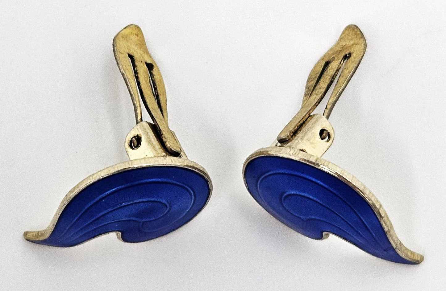 Knut Andreas Rasmussen Jewelry Knut Andreas Rasmussen KAR Gilt Sterling Enamel Art Deco Earrings C. 1930s