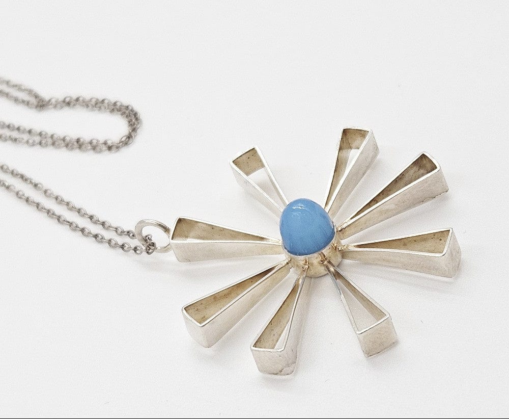 Kultaseppa Salovaara Jewelry Sterling Abstract Modernist 3-D Pendant Necklace Kultaseppa Salovaara Finland 1960s