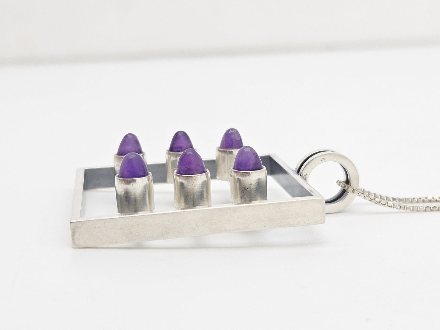 Kupittaan Kulta Jewelry Kupittaan Kulta Finland Modernist Sterling Amethyst Statement Necklace 1966