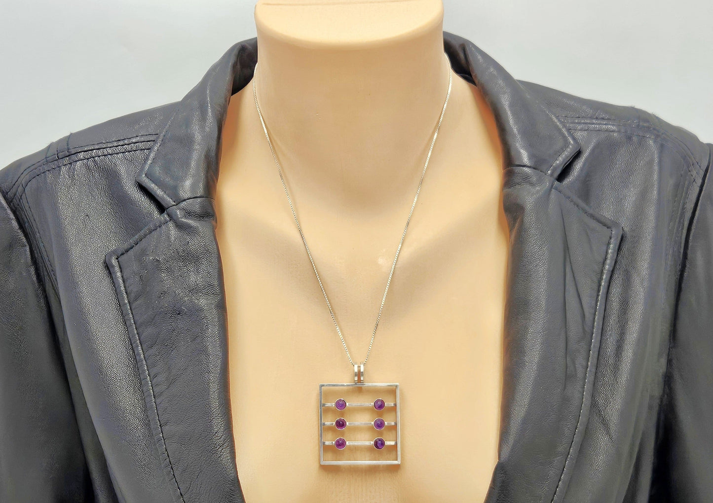 Kupittaan Kulta Jewelry Kupittaan Kulta Finland Modernist Sterling Amethyst Statement Necklace 1966