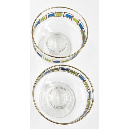 Libbey Serveware MCM Libbey Nordic Pattern Set/2 Footed Sherbet Bowls Barware Coupes 1950&