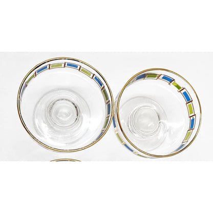 Libbey Serveware MCM Libbey Nordic Pattern Set/2 Footed Sherbet Bowls Barware Coupes 1950&