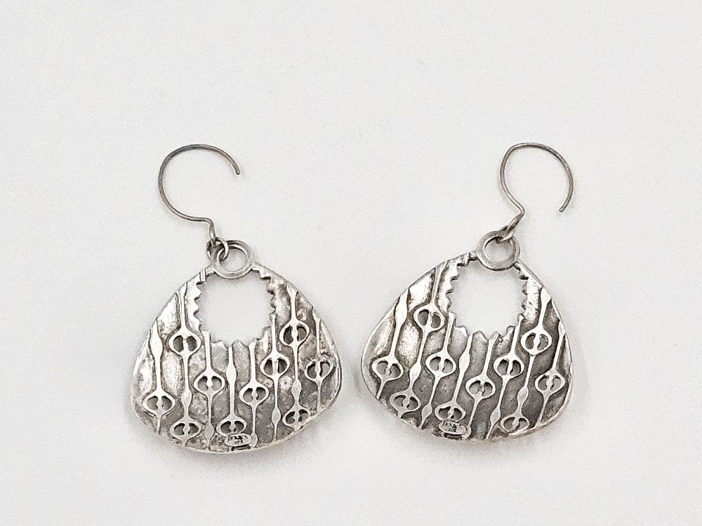 Lisa Jenks Jewelry Superb Artisan Lisa Jenks Sterling Silver Modernist Dangle Hoop Earrings