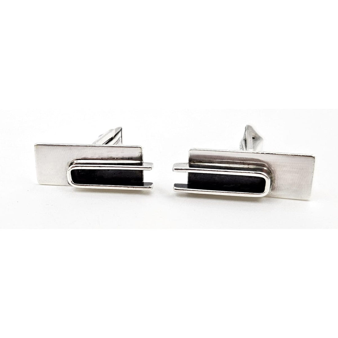 Lore Sterling Jewelry Rare Designer Lore Garrick Sterling Silver Modernist Cufflinks Circa 1950s