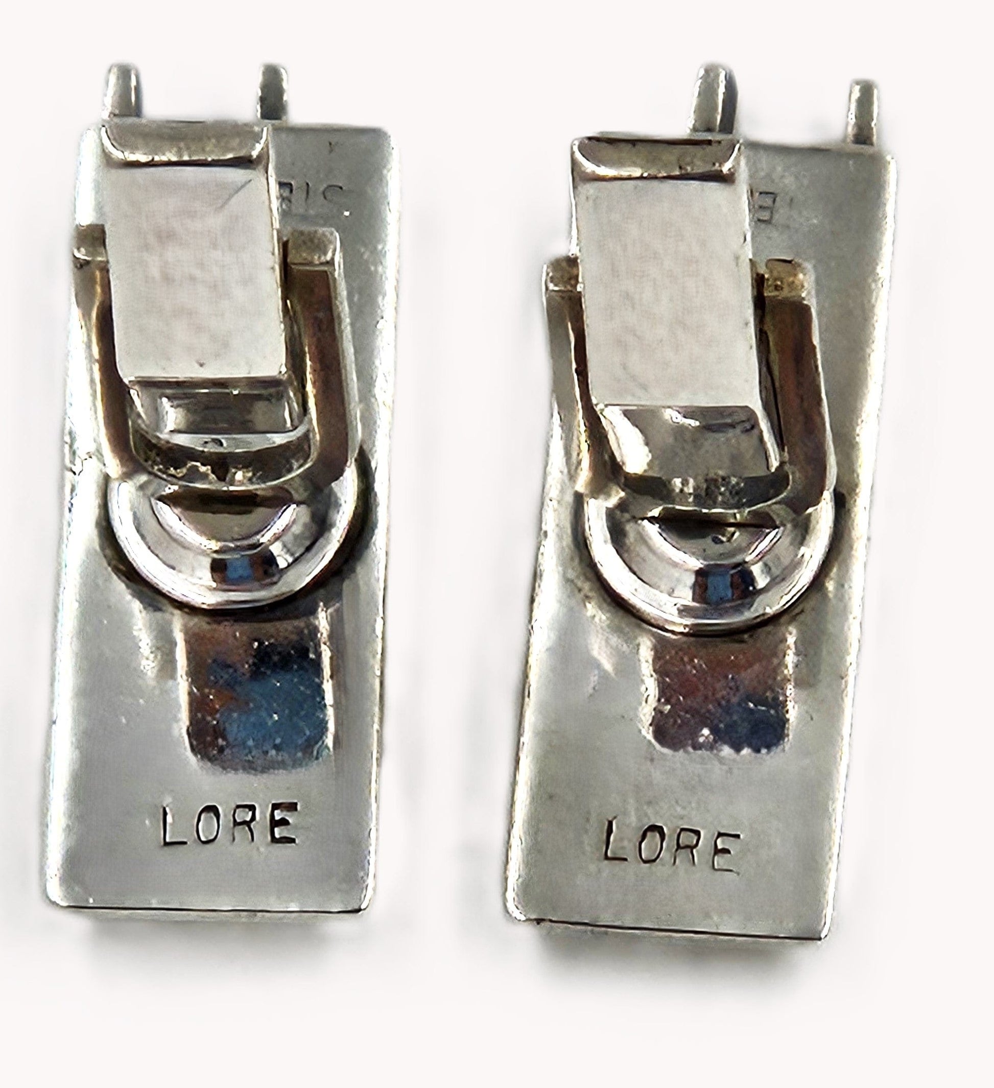 Lore Sterling Jewelry Rare Designer Lore Garrick Sterling Silver Modernist Cufflinks Circa 1950s