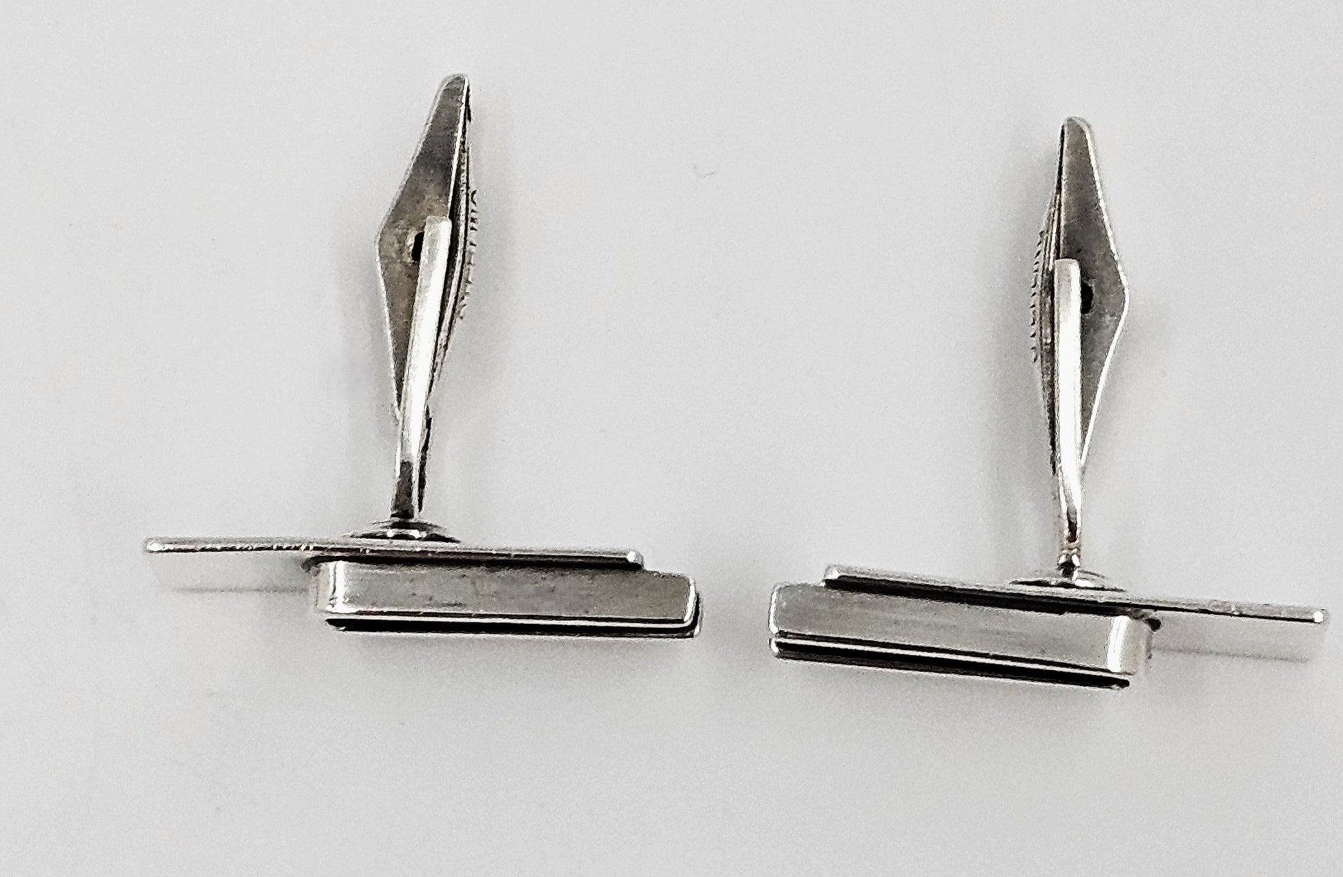 Lore Sterling Jewelry Rare Designer Lore Garrick Sterling Silver Modernist Cufflinks Circa 1950s