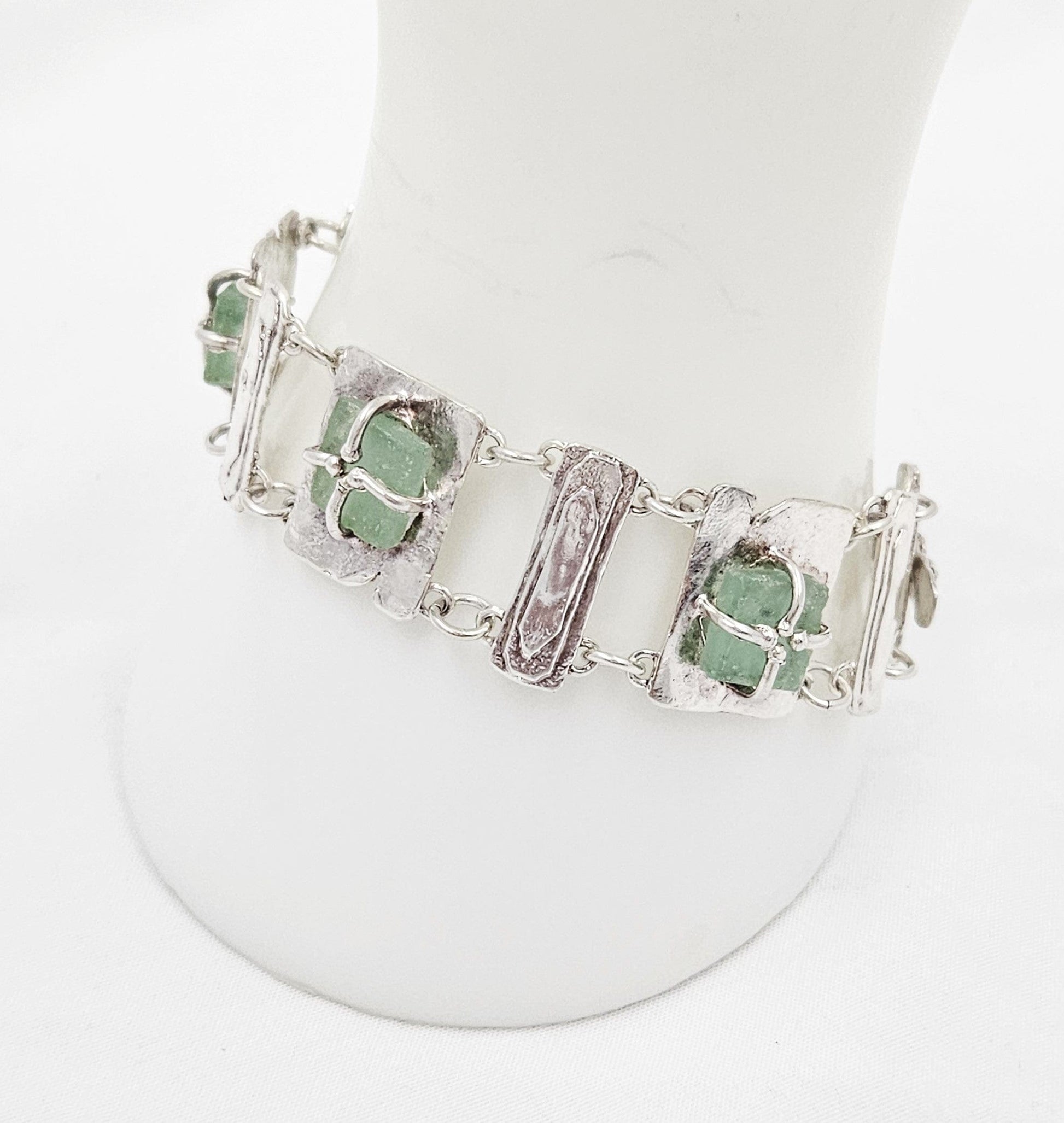 Luli Hammerstein Jewelry Luli Hammersztein Sterling Roman Glass Modernist Necklace & Bracelet Set 1980s