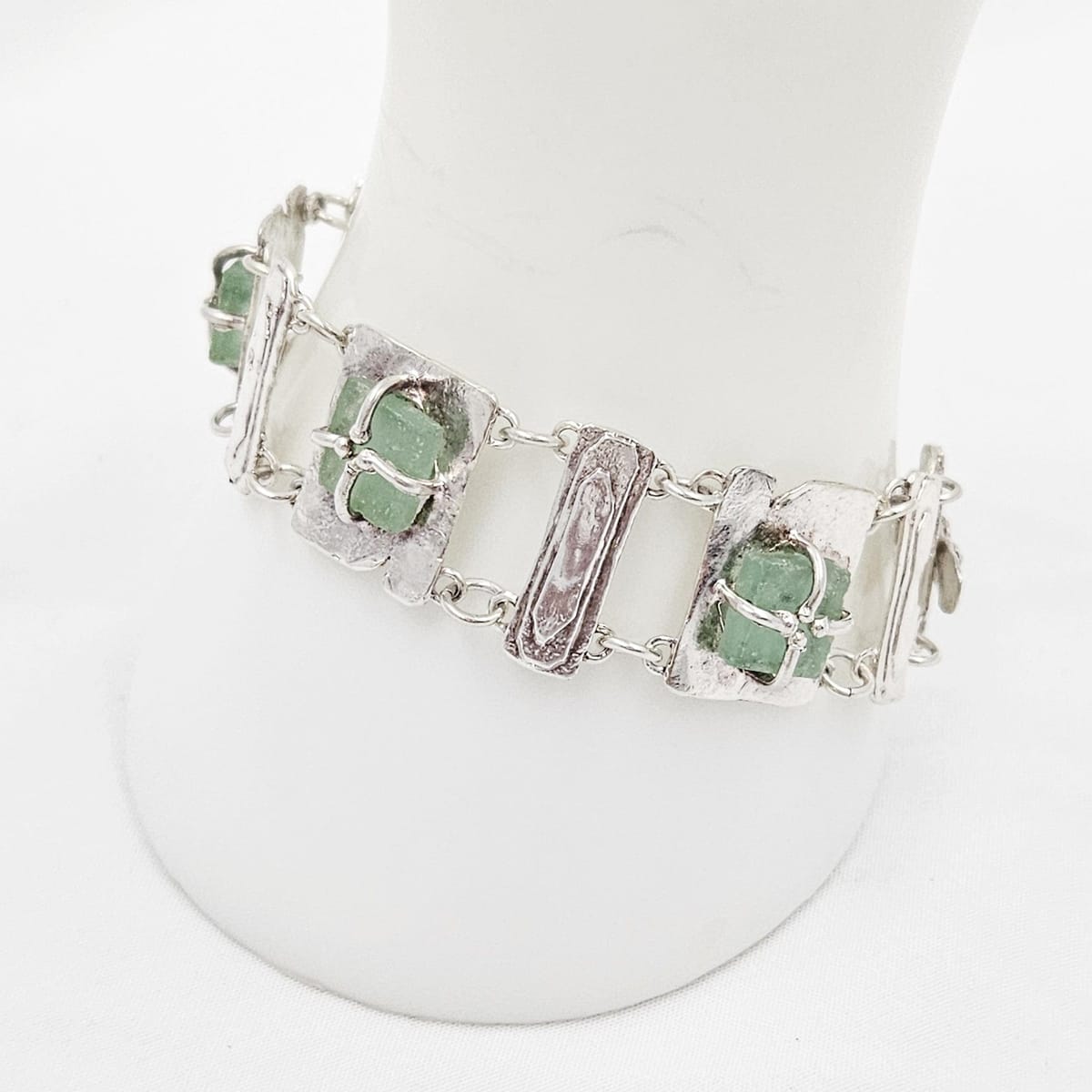 Luli Hammerstein Jewelry Luli Hammersztein Sterling Roman Glass Modernist Necklace &amp; Bracelet Set 1980s