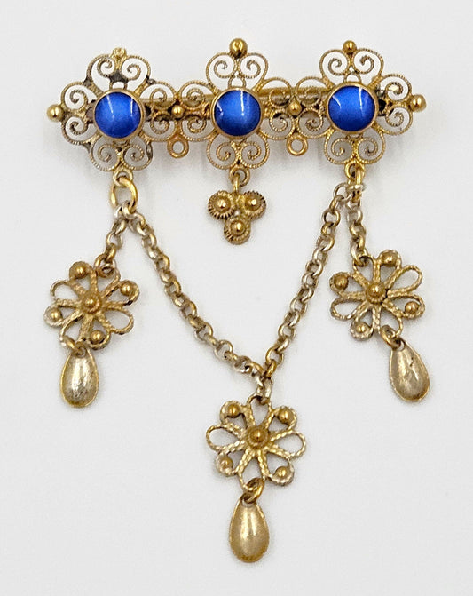 Marius Hammer Jewelry RARE 930SS Enamel Marius Hammer Norway Brooch Over 100 y/o!