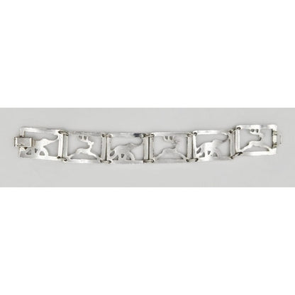 Martin Elmblad Sweden Jewelry Martin Elmblad Sweden Sterling Reindeers Elephants Panel Link Bracelet 1946