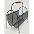 MCM Magazine Rack Magazine Rack Fabulous 1950s Mod Patterned Black Steel Double Magazine LP Record Holder